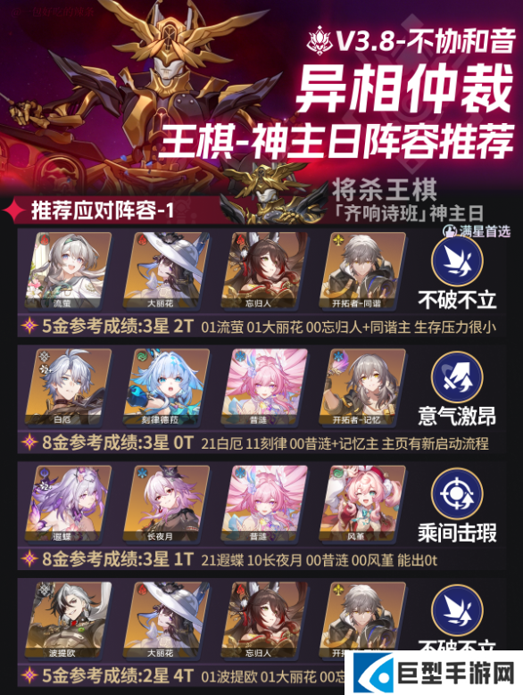 崩坏星穹铁道V3.8异相仲裁3骑士与王棋神主日阵容推荐 崩坏星穹铁道V3.8异相仲裁3骑士与王棋神主日阵容推荐