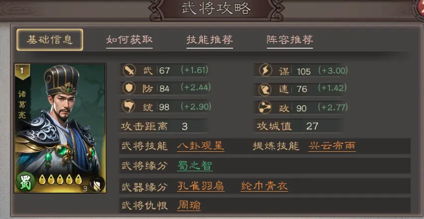 三国乱世霸王武将诸葛亮攻略大全